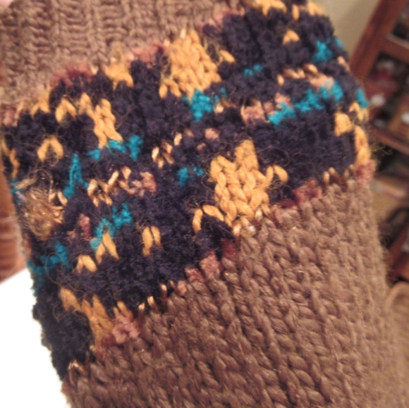 Vintage Oversized Geometric Chenille Olive Sweater - Picture 5 of 7